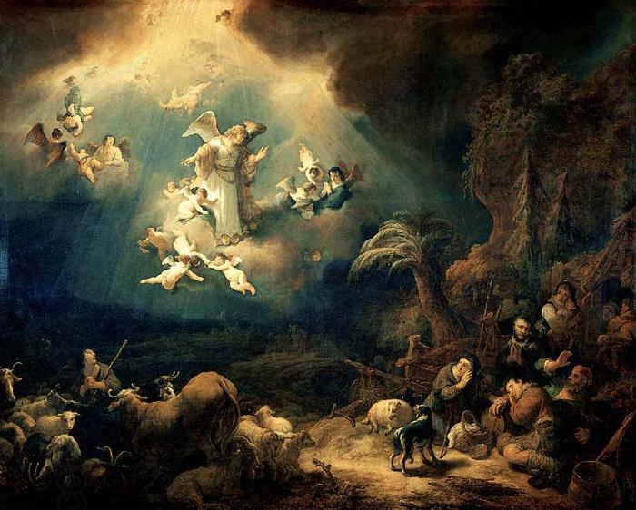 Govert flinck Angels announcing Christ's birth to the shepherds China oil painting art